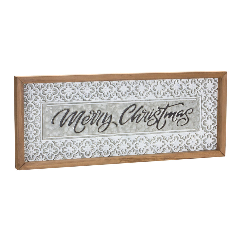 Melrose Ornate Metal Merry Christmas Sign (Set of 2)