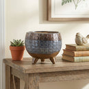Melrose Dotted Ceramic Planter with Pewter Accent 5.25"H Planter