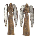 Melrose Rustic Wood Sentiment Angel with Galvanized Metal Wings (Set of 2)