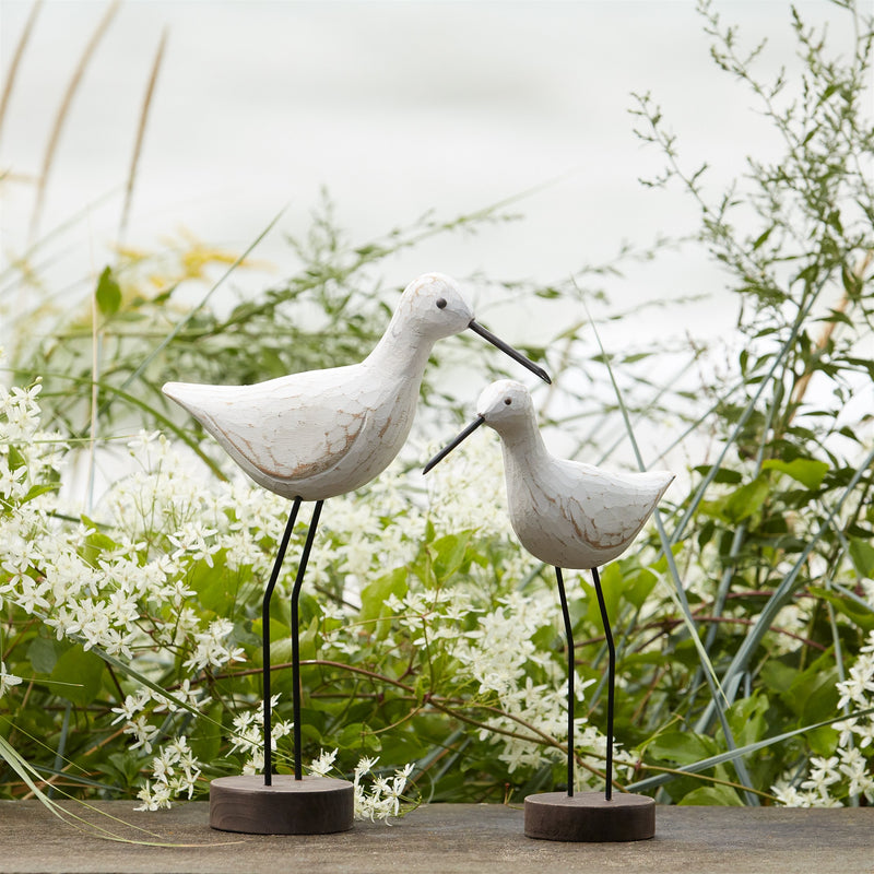Melrose Carved Wood Sea Bird with Metal Stand (Set of 2)