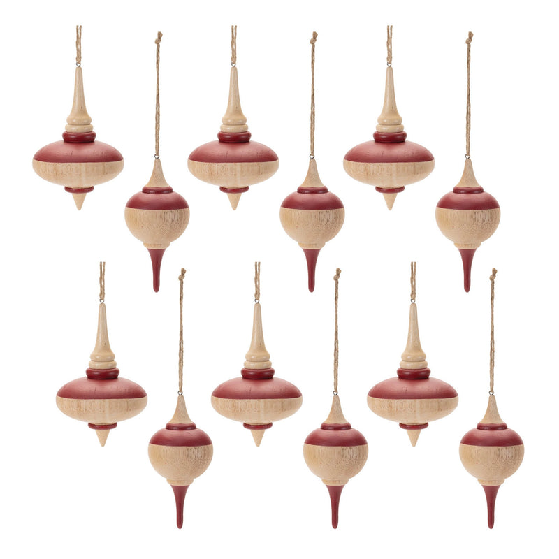 Melrose Oak Wood Top Ornament (Set of 12)