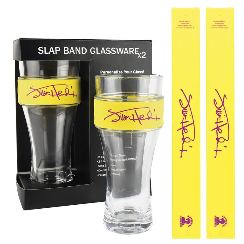 Iconic Concepts Hendrix 2-Pack Slap Band Glassware – Yellow/Purple Signature