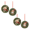 Melrose Playful Cat and Dog in Pine Wreath Ornament (Set of 4)