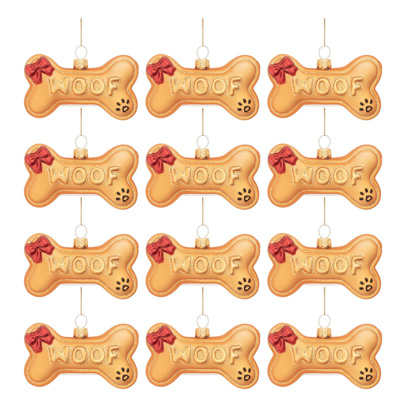 Melrose Glass Dog Bone Ornament (Set of 12)