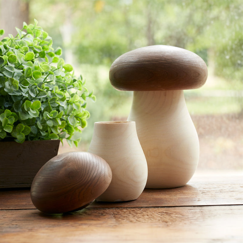 Melrose Wood Mushroom Box Decor (Set of 2)