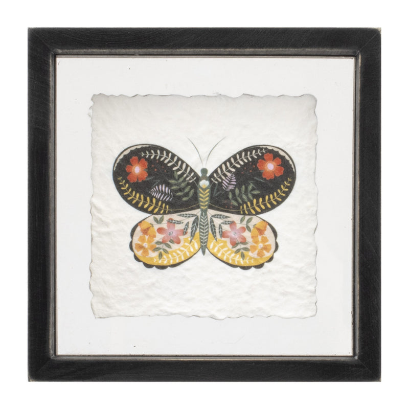 Melrose Framed Butterfly Block Wall Decor, Modern, Wood