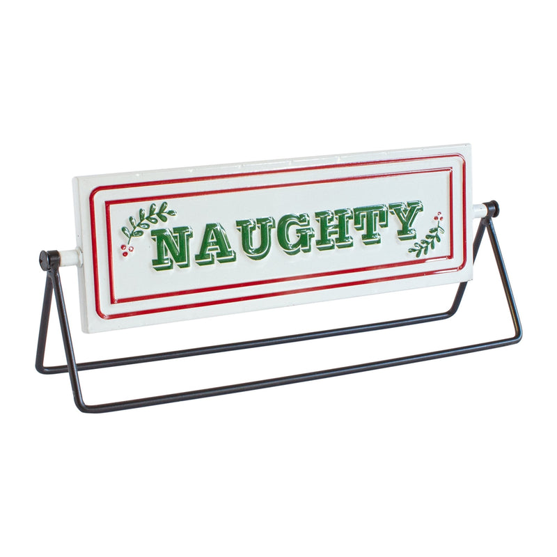 Melrose Reversible Christmas Sentiment Metal Table Sign (Set of 2)