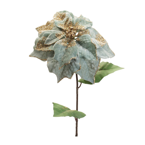 Melrose Glittered Poinsettia Flower Stem (Set of 6)