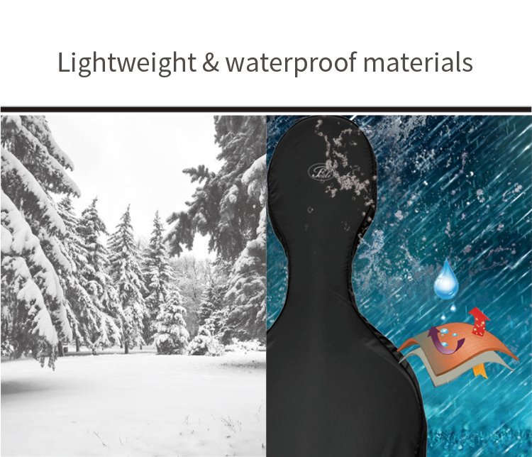 Pedi Cello Case Raincoat – Black, Waterproof Cover with Storage Pouch