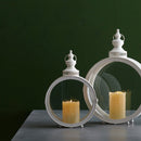 Melrose Ivory Ornate Metal Circle Lantern 17.5"D Beige
