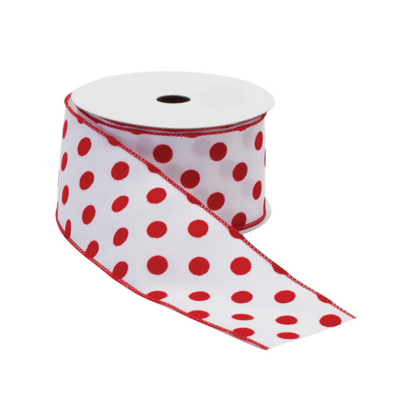 Melrose Red and White Polka Dot Wired Ribbon (Set of 2)