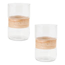 Melrose Glass Candle Holder with Bamboo Accent (Set of 2)