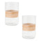 Melrose Glass Candle Holder with Bamboo Accent (Set of 2)