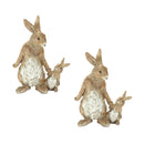 Melrose Stone Mother Rabbit and Baby Bunny Figurine (Set of 2) Brown