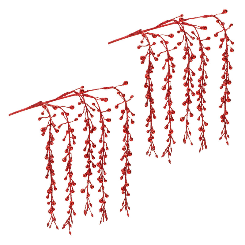 Melrose Hanging Glitter Berry Spray (Set of 2)