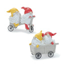 Melrose Whimsical Garden Gnome Figurine Riding a Scooter and Wheelbarrow (Set of