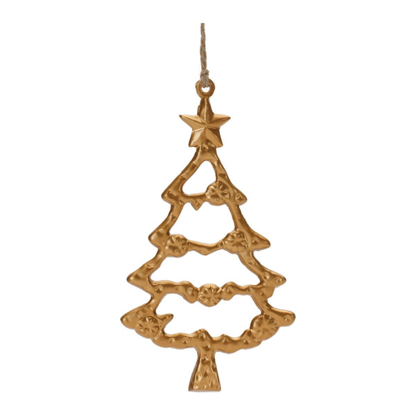 Gold Metal Tree Outline Ornament (Set of 12)