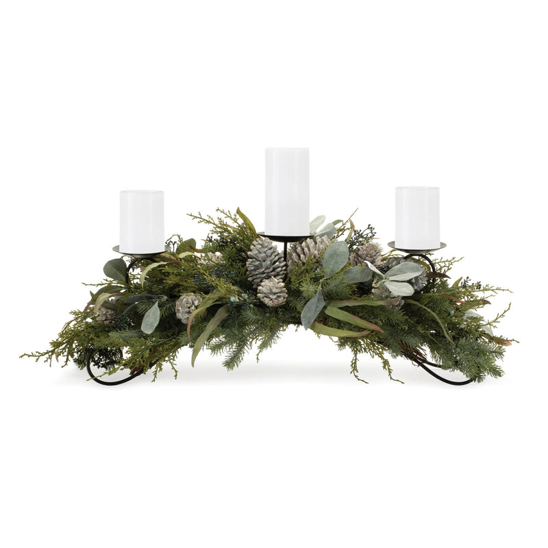 Melrose Mixed Pine Candle Holder Centerpiece 32"L