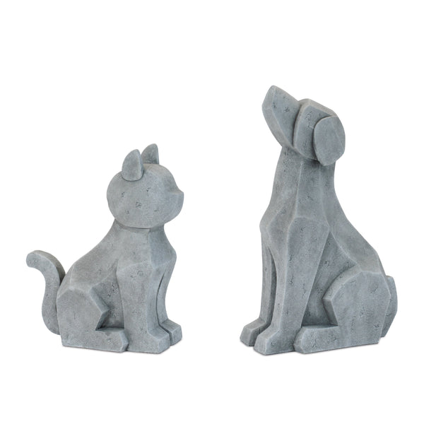 Melrose Modern Sitting Dog and Cat Statue (Set of 2)