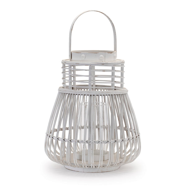 Melrose Woven Rattan Lantern 14.5"H White