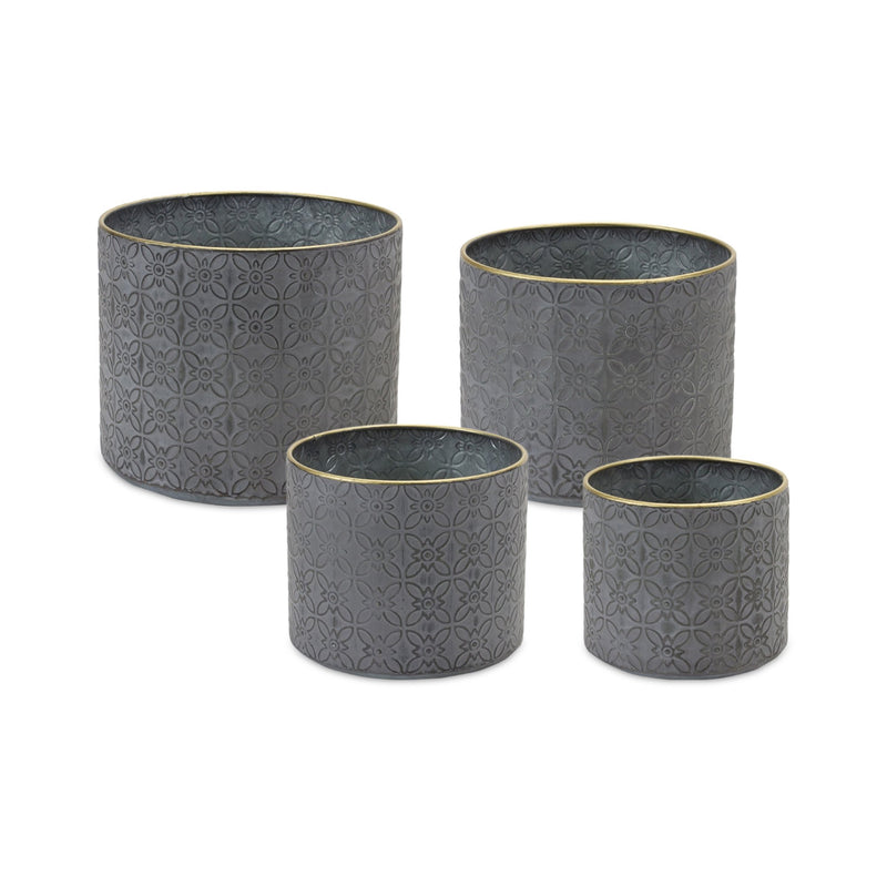 Melrose Ornate Geometric Metal Planter Set of 4 Planter