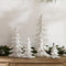 Melrose Flocked White Pine Tree with Carved Design (Set of 4)