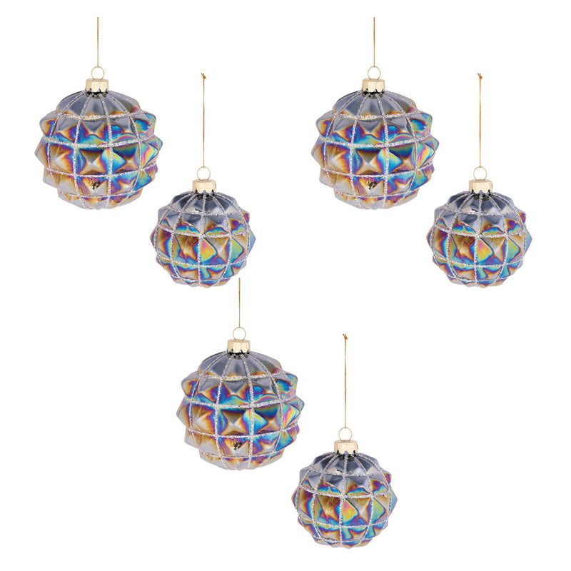Melrose Iridescent Textured Glass Ornament (Set of 6)