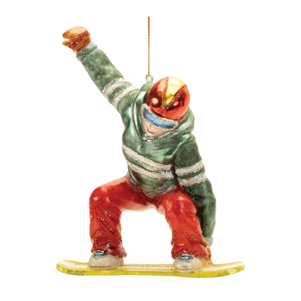 Melrose Glittered Glass Snowboarder Ornament (Set of 6)