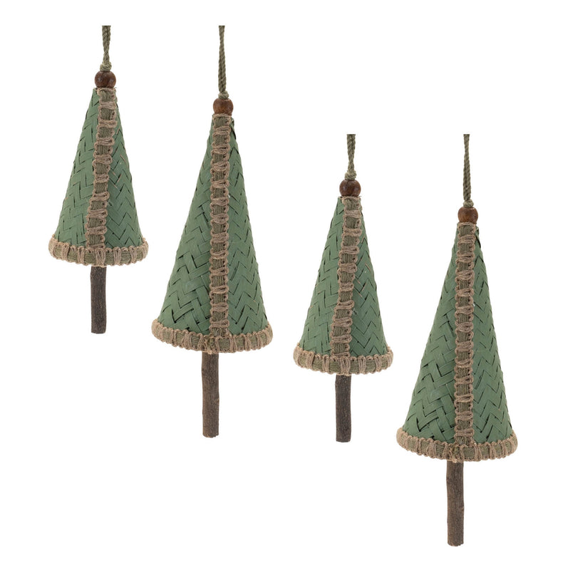 Melrose Woven Bamboo Pine Tree Ornament (Set of 4)
