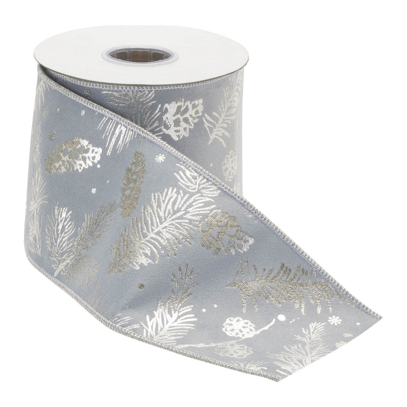 Melrose Pine and Pinecone Print Wired Ribbon (Set of 2)