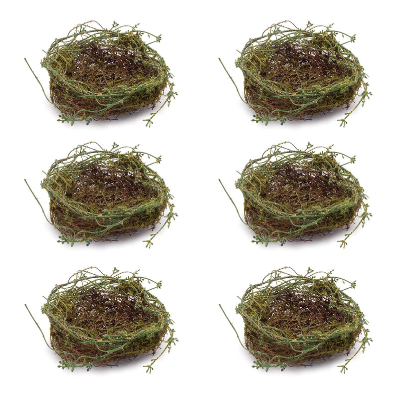 Melrose Twig Bird Nest with Moss (Set of 6)