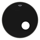 Remo P3-1024-ES-DM Powerstroke 3 Bass Drumhead, Ebony, 24" with 5" Black DynamO