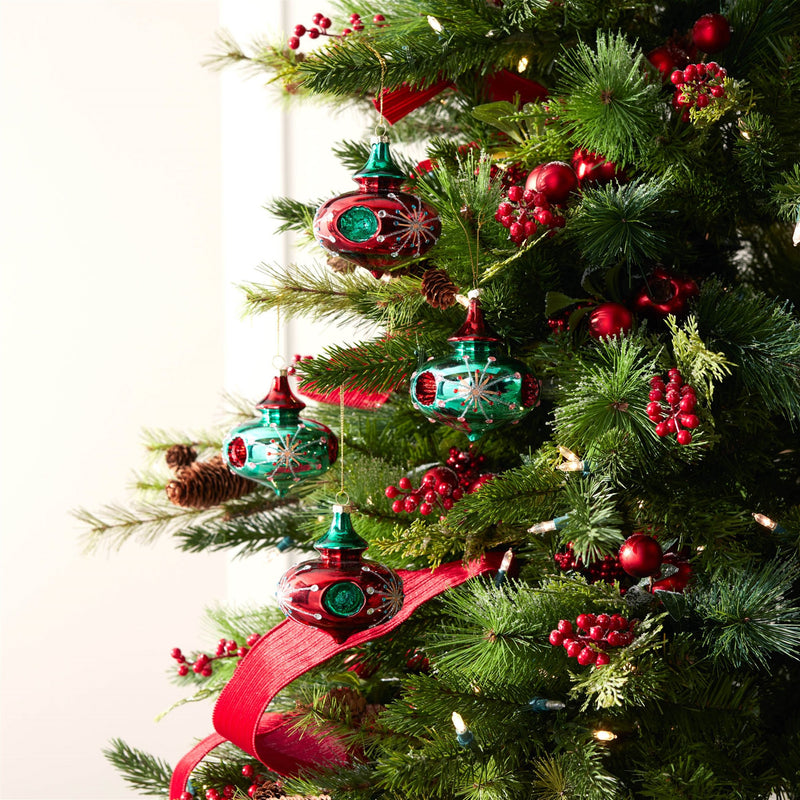 Melrose Glittered Glass Reflector Ornament (Set of 6)