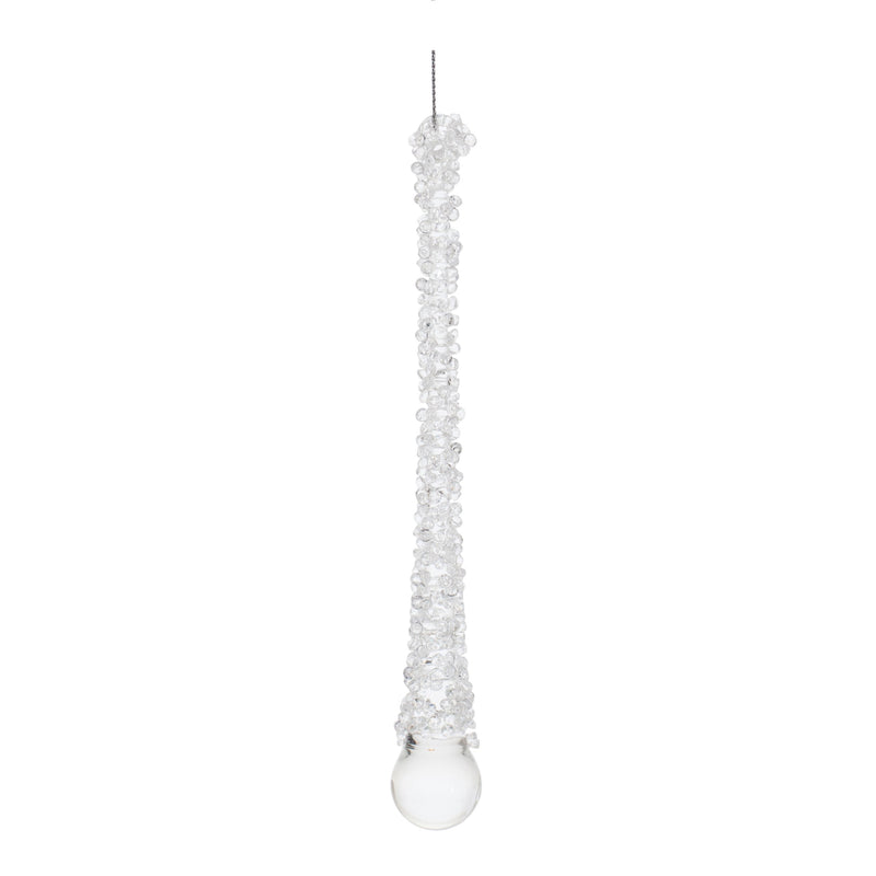 Melrose Clear Beaded Glass Icicle Drop Ornament (Set of 12)