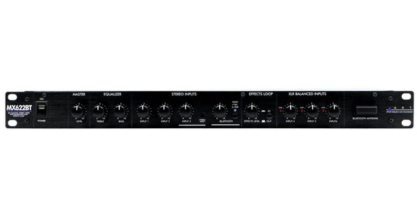 ART MX622BT 6‑Channel Stereo Mixer Bluetooth Rackmount w/ EQ & Effects