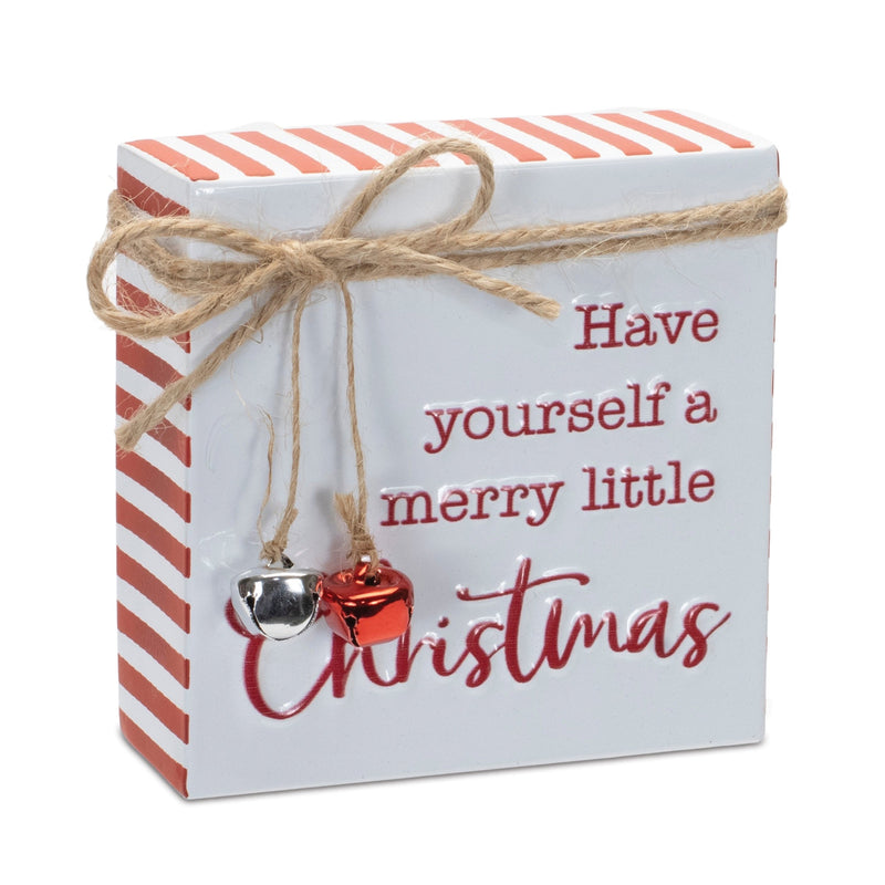 Melrose Metal Christmas Sentiment Sign with Bell Accents (Set of 2)