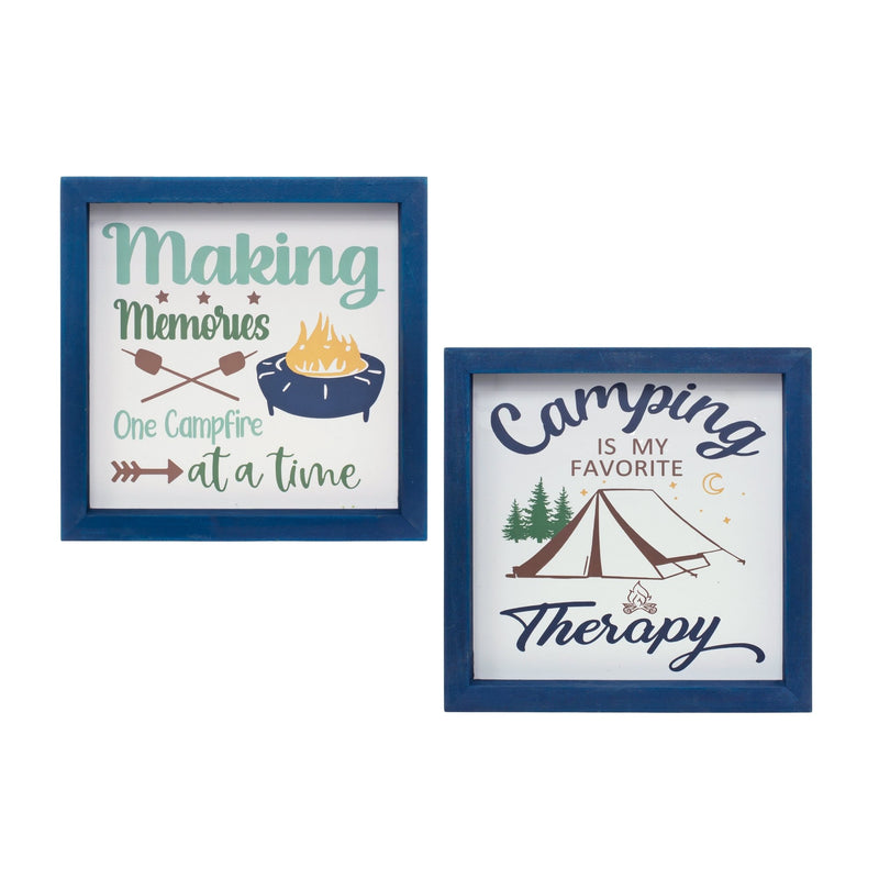 Melrose Wood Framed Camping Sentiment Sign Wall Decor, Rustic