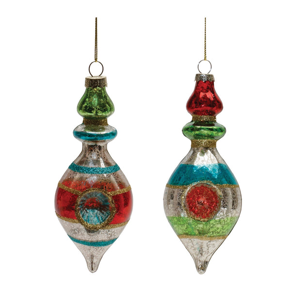 Multicolor Mercury Glass Reflector Drop Ornament (Set of 12)