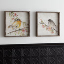 Melrose Wood Framed Watercolor Bird Plaque Wall Decor, Rustic, Wood