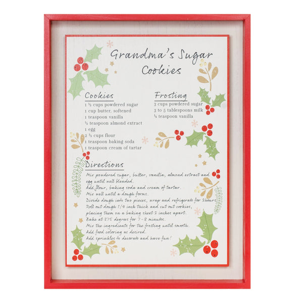 Melrose Framed Grandma's Sugar Cookie Recipe 16.5"H