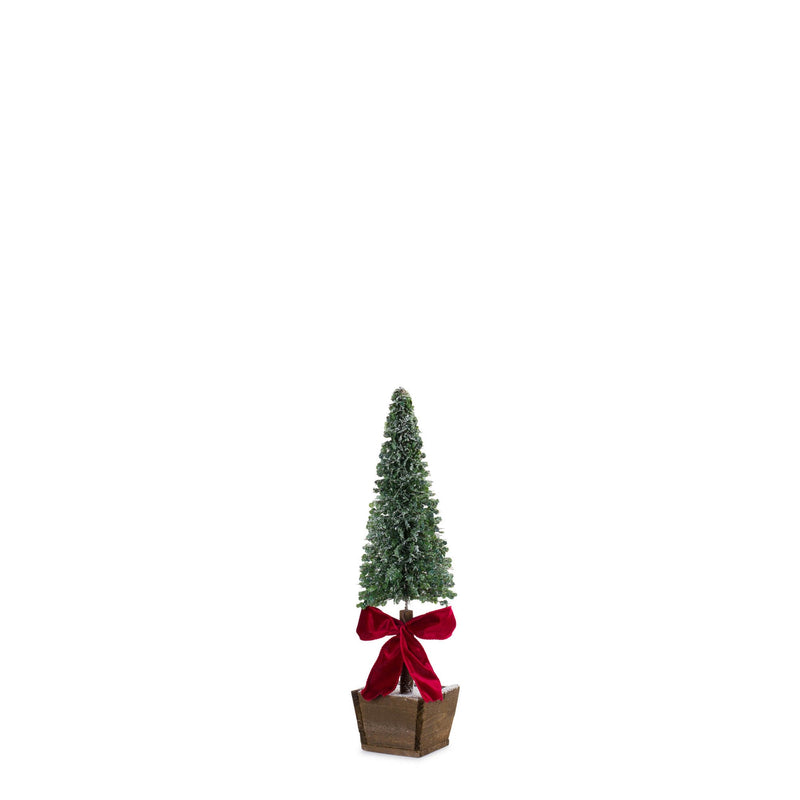 Melrose PVC Bottle Brush Design Pine Tree Decor with Bow (Set of 3)