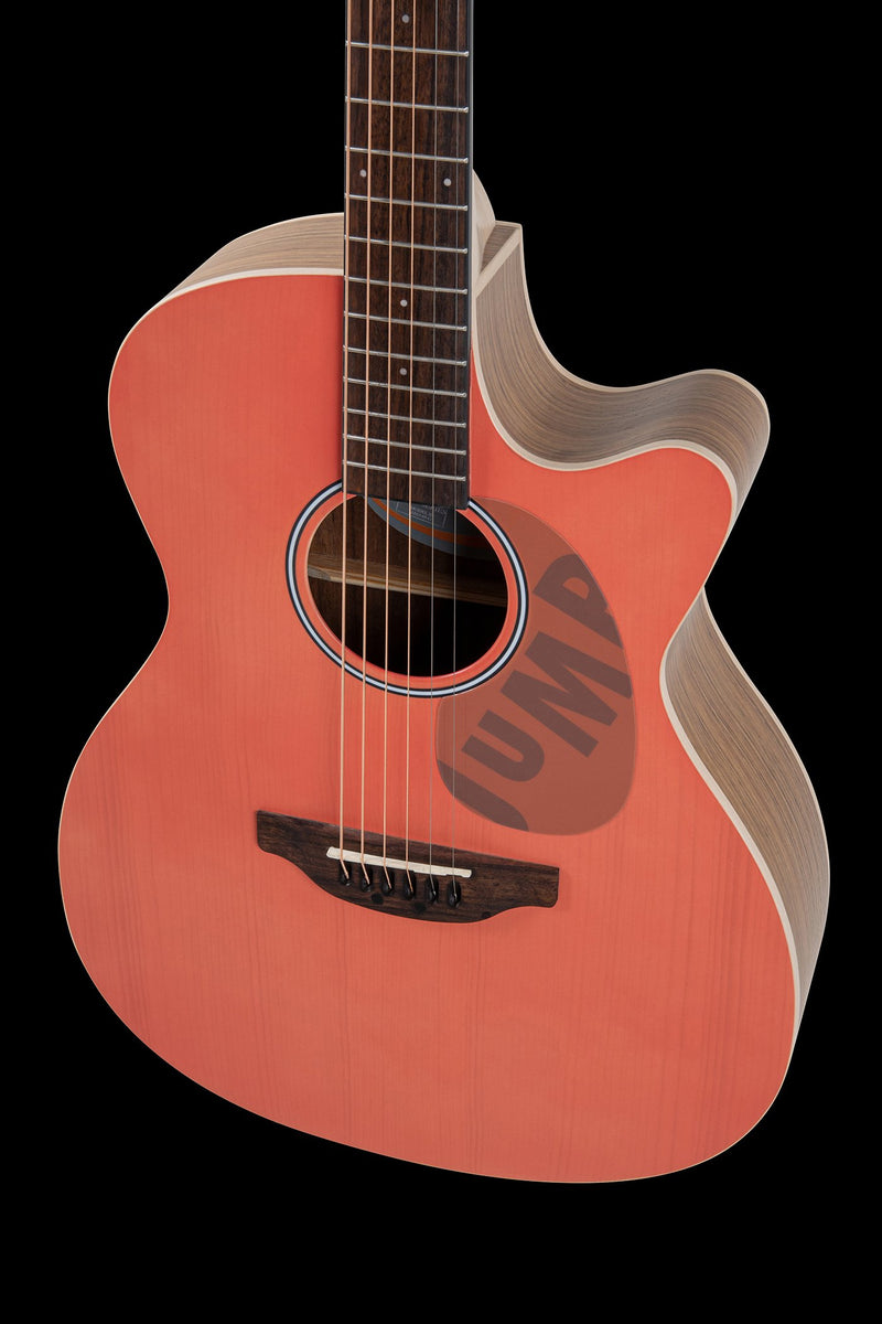 Ovation AEO-69-O Applause Jump OM Cutaway Electric-Acoustic Guitar Peach