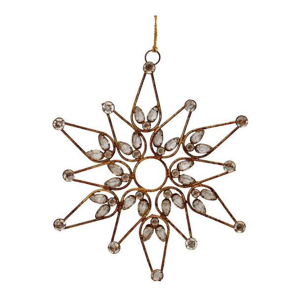 Melrose Bronze Jeweled  Snowflake Ornament (Set of 4)