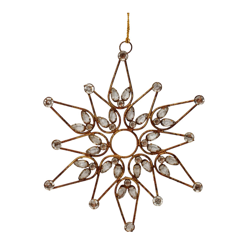 Melrose Bronze Jeweled  Snowflake Ornament (Set of 4)