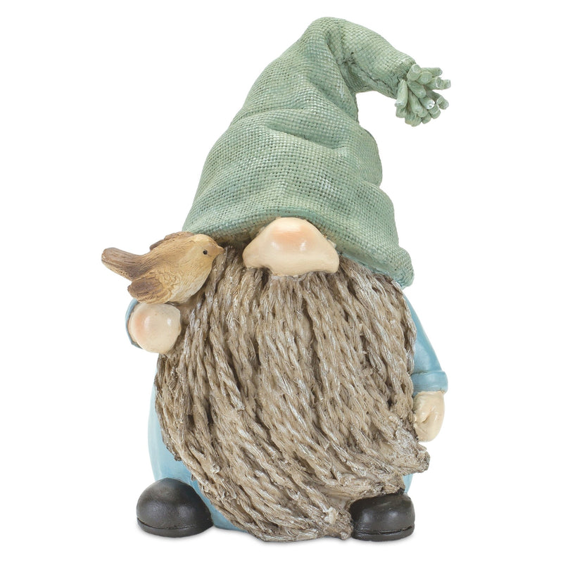 Melrose Stone Garden Gnome Figurine with Bird and Lantern Accent (Set of 4)
