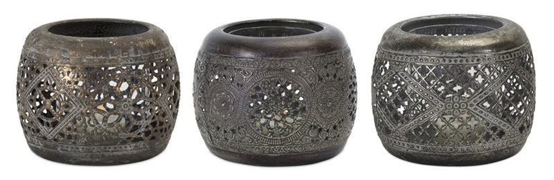 Melrose Ornamental Punched Metal Candle Holder (Set of 6)