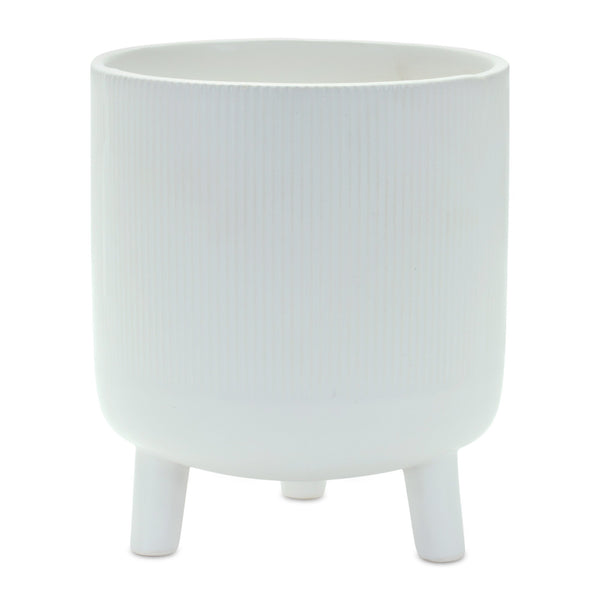 Melrose Ribbed Stone Footed Planter 7"H Planter, Ribbed, Dolomite