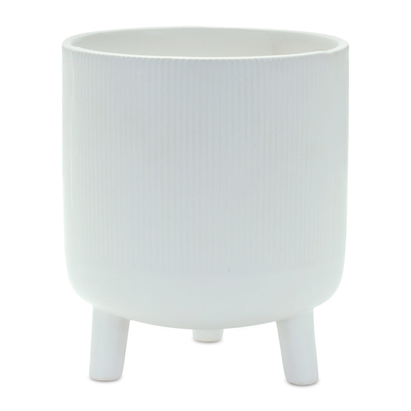 Melrose Ribbed Stone Footed Planter 7"H Planter, Ribbed, Dolomite