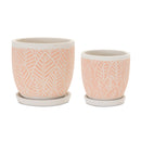 Melrose Stone Planter with Plate Set of 2 Planter