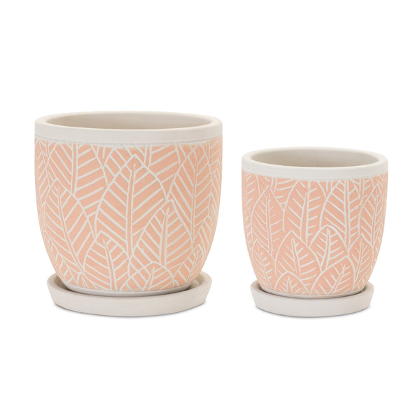 Melrose Stone Planter with Plate Set of 2 Planter